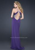 Picture of: Jersey Prom Dress with Criss Cross Open Back and Gems in Pruple, Style: 17255, Detail Picture 2