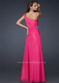 Picture of: One Shoulder Chiffon Prom Dress with Rhinestones in Pink, Style: 17259, Back Picture