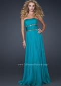 Picture of: Simple Long Prom Dress with Beaded Waist in Teal, Style: 17264, Detail Picture 1