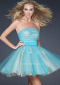 Picture of: Tulle Cocktail Dress with Lace Underlay in Aqua, Style: 17271, Main Picture