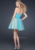Picture of: Tulle Cocktail Dress with Lace Underlay in Aqua, Style: 17271, Back Picture