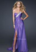 Picture of: Front Slit Long Prom Dress with Pleated Bust and Beads in Purple, Style: 17312, Main Picture