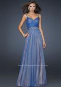 Picture of: V Neck Prom Gown with Beaded Waistband and Pleats in Blue, Style: 17324, Main Picture