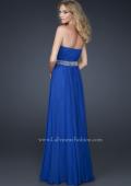 Picture of: Strapless Chiffon Dress with Sweetheart Neck and Beads in Blue, Style: 17325, Back Picture