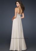Picture of: Long Strapless Chiffon Gown with Beaded Detail in Nude, Style: 17332, Back Picture