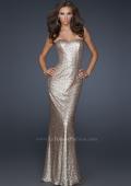 Picture of: Mermaid Inspired Prom Dress with Open Back in Gold, Style: 17368, Main Picture