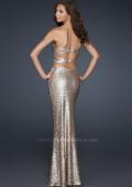 Picture of: Mermaid Inspired Prom Dress with Open Back in Gold, Style: 17368, Back Picture