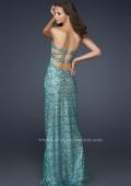 Picture of: Strapless Sequined Prom Dress with Bottom Flare in Blue, Style: 17369, Back Picture