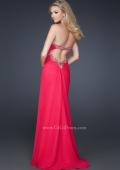 Picture of: Chiffon Prom Dress with Accent Beading and Side Slit in Red, Style: 17380, Back Picture