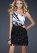 Picture of: One Shoulder Satin Top with Beaded Satin Waistband in Multi, Style: 17410, Main Picture