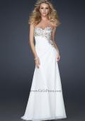 Picture of: Strapless Chiffon Prom Gown with Gathering and Beads in White, Style: 17424, Main Picture