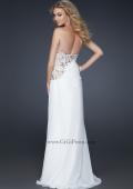 Picture of: Strapless Chiffon Prom Gown with Gathering and Beads in White, Style: 17424, Back Picture