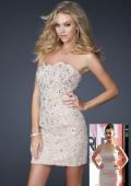 Picture of: Short Sequined Strapless Dress with Detailed Beading in Nude, Style: 17426, Main Picture