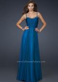 Picture of: Scoop Neck Chiffon Prom Dress with Pleated Center Front in Blue, Style: 17435, Main Picture