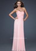 Picture of: Long Chiffon Prom Dress with Layered Bust and Pleats in Pink, Style: 17437, Back Picture