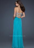 Picture of: Long Chiffon Prom Dress with Layered Bust and Pleats in Blue, Style: 17437, Detail Picture 1