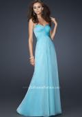 Picture of: Long Chiffon Prom Dress with Layered Bust and Pleats in Blue, Style: 17437, Detail Picture 3