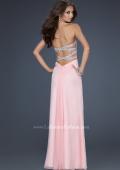 Picture of: Long Chiffon Prom Dress with Layered Bust and Pleats in Pink, Style: 17437, Detail Picture 4