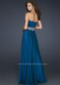 Picture of: Strapless Prom Gown with Accent Beaded Waistband in Blue, Style: 17439, Back Picture