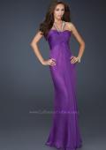 Picture of: Halter Top Dress with Beaded Straps and A-line Skirt in Purple, Style: 17441, Detail Picture 2