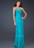 Picture of: Halter Top Dress with Beaded Straps and A-line Skirt in Blue, Style: 17441, Detail Picture 4