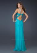 Picture of: Halter Top Dress with Beaded Straps and A-line Skirt in Blue, Style: 17441, Detail Picture 7