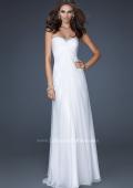 Picture of: Strapless Chiffon Gown with Elegant Draped Fit in White, Style: 17443, Detail Picture 2