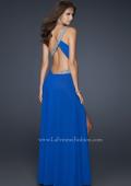 Picture of: One Shoulder Strap Net Dress with Open Back and Beads in Blue, Style: 17445, Back Picture