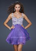 Picture of: Chiffon Cocktail Dress with Lace Bust Embellishment in Purple, Style: 17446, Main Picture