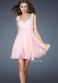Picture of: Chiffon Cocktail Dress with Lace Bust Embellishment in Pink, Style: 17446, Detail Picture 1