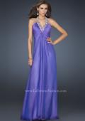 Picture of: Full Length Halter Top Gown with Pleated Bust and Beads in Purple, Style: 17448, Main Picture