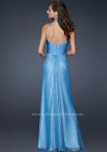 Picture of: Full Length Halter Top Gown with Pleated Bust and Beads in Blue, Style: 17448, Back Picture