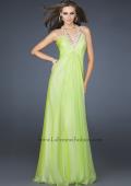 Picture of: Full Length Halter Top Gown with Pleated Bust and Beads in Green, Style: 17448, Detail Picture 2