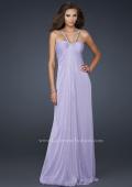 Picture of: Halter Top Prom Dress with Exposed Back and Pleating in Purple, Style: 17449, Main Picture