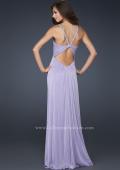 Picture of: Halter Top Prom Dress with Exposed Back and Pleating in Purple, Style: 17449, Back Picture