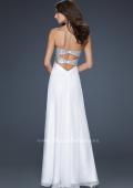 Picture of: Sequined Bust Chiffon Prom Dress with Double Strap Back in White, Style: 17461, Back Picture