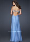 Picture of: Full Length Chiffon Gown with Beaded Bra Shaped Top in Blue, Style: 17472, Back Picture