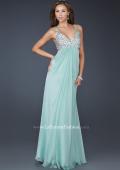 Picture of: Full Length Chiffon Gown with Beaded Bra Shaped Top in Green, Style: 17472, Detail Picture 2
