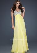 Picture of: Full Length Chiffon Gown with Beaded Bra Shaped Top in Yellow, Style: 17472, Detail Picture 4