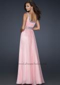 Picture of: Long Prom Dress with Pleated Bust and Scoop Neck in Pink, Style: 17473, Back Picture