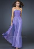 Picture of: Chiffon Dress with Pleated Front and Beaded Detail in Purple, Style: 17475, Main Picture
