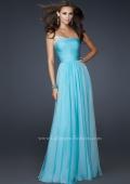 Picture of: Chiffon Dress with Pleated Front and Beaded Detail in Blue, Style: 17475, Detail Picture 1