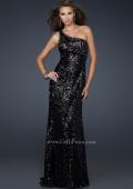 Picture of: Long One Shoulder Prom Dress that is Fully Sequined in Black, Style: 17483, Back Picture