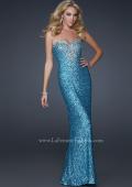 Picture of: Stretch Sequin Mermaid Prom Dress with Beaded Detail in Blue, Style: 17495, Detail Picture 2