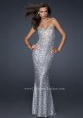 Picture of: Stretch Sequin Mermaid Prom Dress with Beaded Detail in Silver, Style: 17495, Detail Picture 3