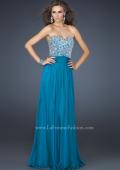Picture of: Strapless Chiffon Dress with Pleated Waistband in Blue, Style: 17498, Main Picture