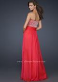 Picture of: Strapless Chiffon Dress with Pleated Waistband in Pink, Style: 17498, Back Picture