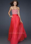 Picture of: Strapless Chiffon Dress with Pleated Waistband in Pink, Style: 17498, Detail Picture 1