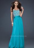 Picture of: Strapless Chiffon Dress with Pleated Waistband in Blue, Style: 17498, Detail Picture 2