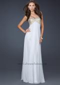 Picture of: Patterned Chiffon Prom Dress with Embellished Bust in White, Style: 17499, Main Picture